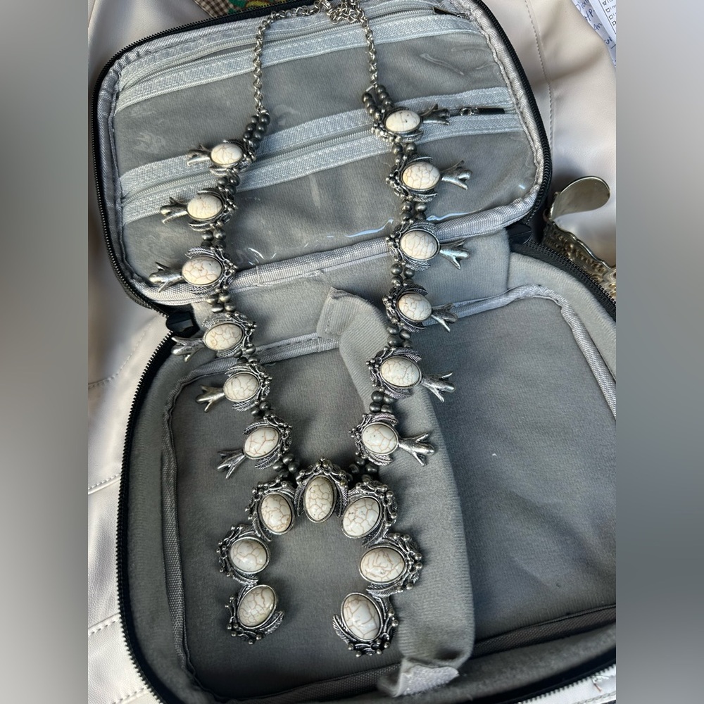 White Stone Navajo-Inspired Statement Necklace